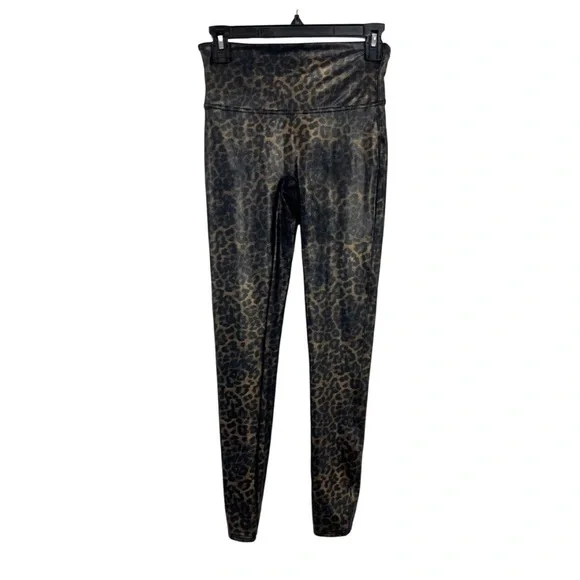 Spanx Metallic Leopard Print Leggings Brown & Black - Women's Size Medium - Picture 3 of 6